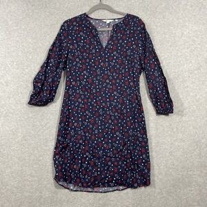 Boden Navy Star Print Tunic Dress Womens 4R Split Neck Summer Nautical‎